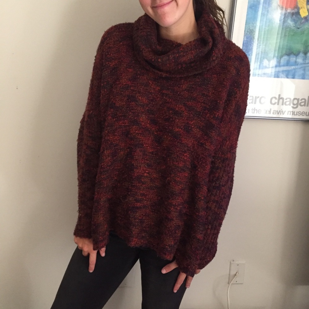 Oversized turtleneck cowl sweater